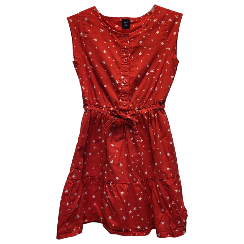 GAP Kids Red Starry Sleeveless Tier Dress - Size 8
